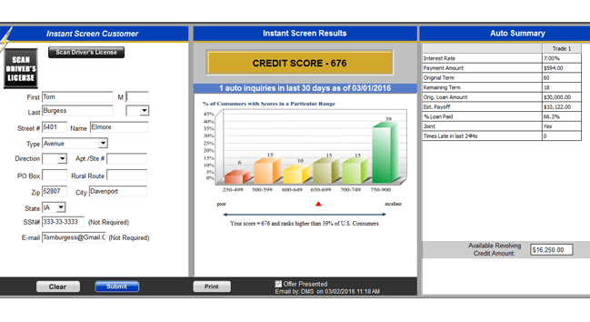Instant screen results