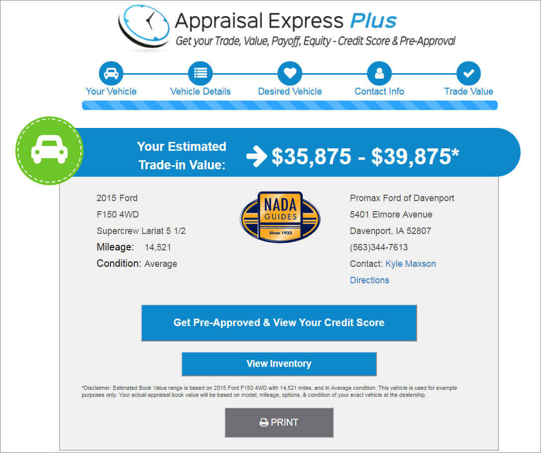 Appraisal Express trade appraisal
